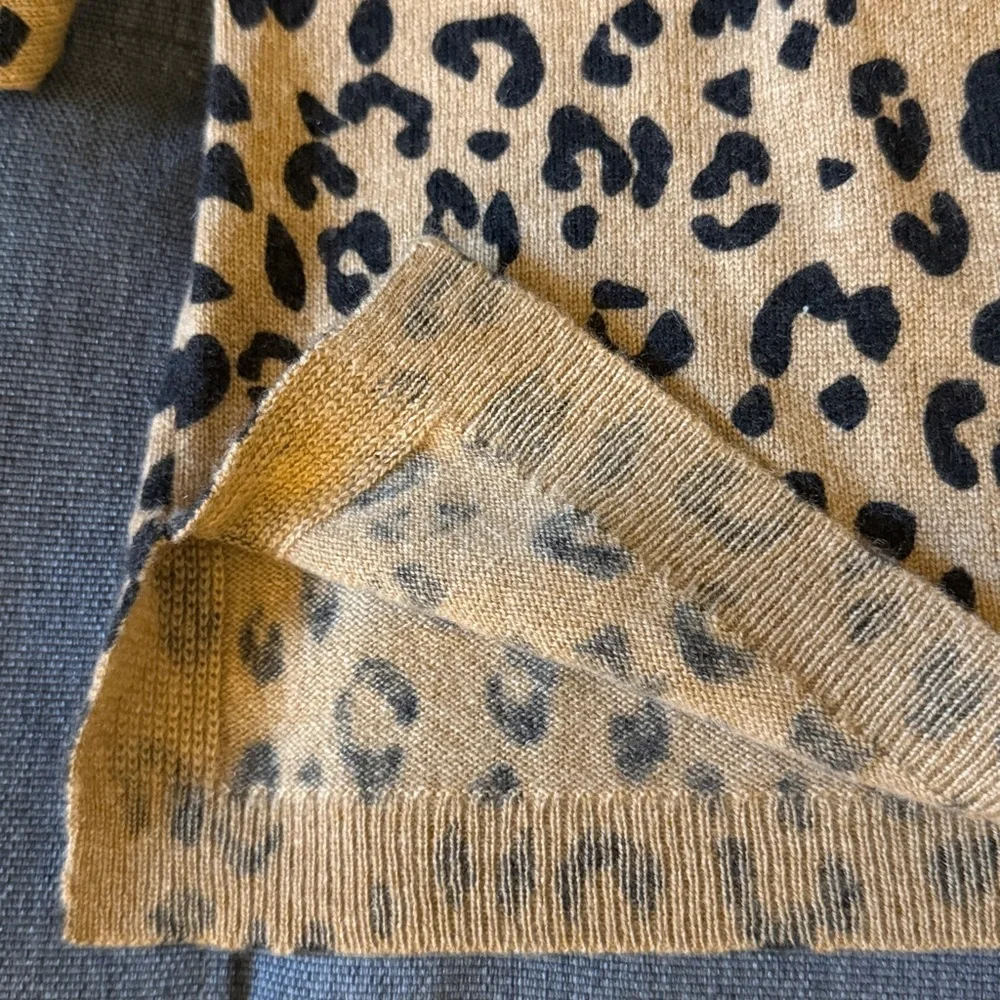 J. Crew Cashmere Leopard Print Crewneck Sweater. Woman’s Size Small.